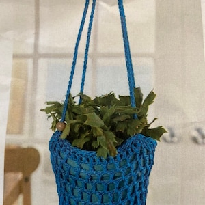 hanging plant holder, teal plant hanger, indoor plant hanger, outdoor plant hanger, crocheted hanging plant hanger, plant lover gift