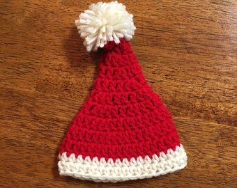 Crocheted Santa Preemie Hat: Newborn Photo Prop, Doll Clothes