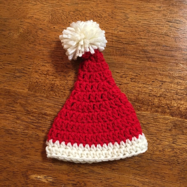 Preemie Hat,  Newborn Hat, Crocheted Santa Preemie  Hat, preemie photo prop, Santa Hat, doll clothes, free shipping