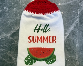 Handmade Watermelon Crochet Top Kitchen Towel – Double Layer Summer Decor