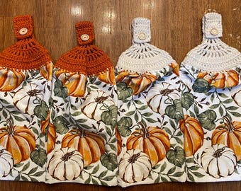 Gehaakte theedoeken herfstpompoen: hangende theedoeken (set van 4)