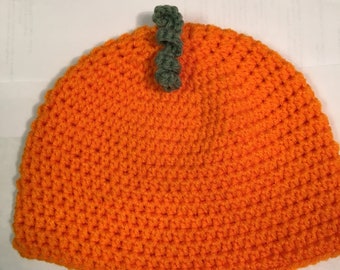 Pumpkin Hat, crocheted pumpkin hat, kids photo prop, crocheted beanie