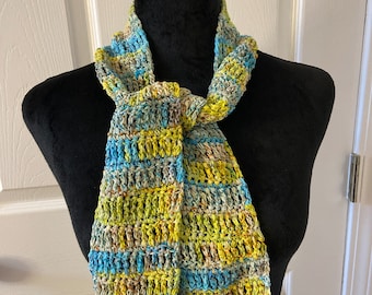 Scarf, crocheted scarf, hand knit scarf, light weight crocheted scarf