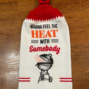 Summer BBQ Kitchen Towel: Hanging Cotton Dish Towel with Topper