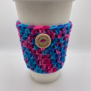 Crochet Coffee Cup Cozy with Wooden Button