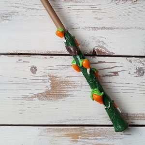 Hand Sculpted Plum Wand: Wizard Fandom Cosplay Prop
