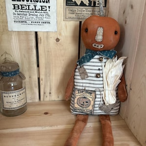 Primitive Harvest Pumpkin Doll~ Primitive Pumpkin ~ Primitive Halloween Decor ~ Primitive Doll ~RARE