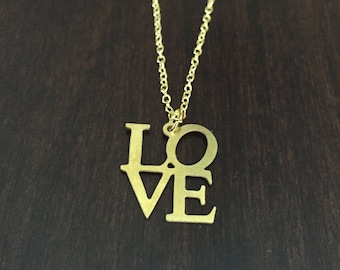 Love, Gold Love Necklace, Love Necklace, Love Jewelry, Love Pendant, I Love You, I Love You Necklace, Love Jewlery, Gold Necklace, Necklace