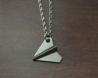 One Direction Harry Styles Paper Airplane Necklace Black, Airplane Necklace, Airplane Jewelry, Airplane Pendant, Airplane, Plane Necklace