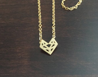 gold fox Necklace, origami fox necklace, fox necklace, fox jewelry, gold fox, necklace fox, fox necklace gold, fox gold, origami necklace