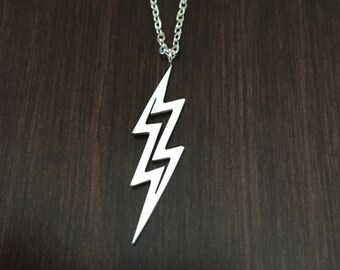 silver lightning bolt necklace, lightning bolt necklace, lightning bolt pendant, lightning bolt, lightning, lightning necklace, necklace