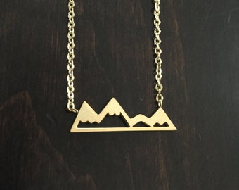 mountain necklace, mountain jewelry, mountain pendant, mountain, colorado mountains, rocky mountains, gold necklace, necklace, jewellery