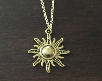 Sun Necklace, Sun, Gold Sun Necklace, Sun Jewelry, Sun Pendant, Gold Sun Jewelry, Gold Sun, Gold Sun Pendant, Necklace, Gold Necklace