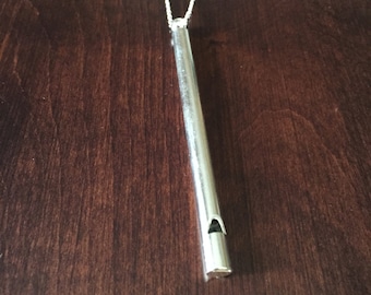 silver whistle necklace, silver whistle, whistle necklace, whistle, whistle jewelry, long whistle, silver necklace, necklace, jewellery