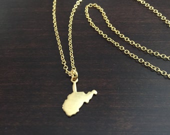 Sterling Silver Womens 1mm Box Chain WEST VIRGINIA State Pendant Necklace Sterling Silver Womens 1mm Box Chain WEST VIRGINIA State Pendant Necklace