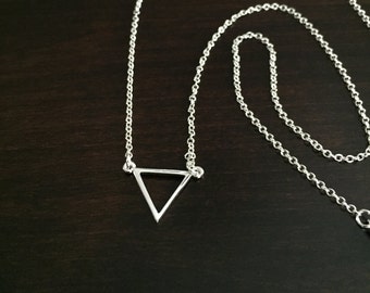 triangle necklace, silver triangle necklace, geometric necklace, triangle jewelry, silver necklace, silver geometric necklace, necklace