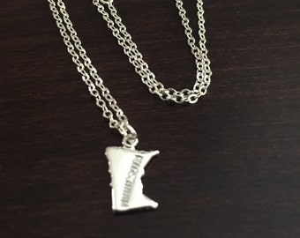 Minnesota Necklace, Minnesota, silver Minnesota necklace, Minnesota jewelry, Minnesota pendant, state necklace, necklace, silver necklace