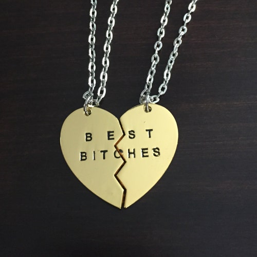 Best Bitches Necklace, Best Friend Necklace, Best Friend Jewelry, Best Bitches Jewelry, BFF Necklace, Heart Necklace, Gold Necklace, Jewlery