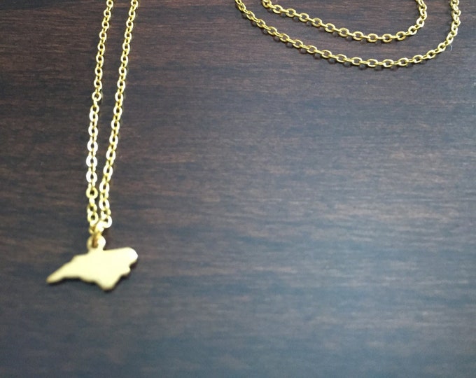 North Carolina Necklace, North Carolina, Gold North Carolina Necklace