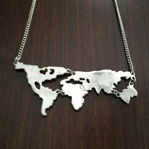 silver world map necklace, world necklace, world jewelry, world map, world, earth necklace, globe necklace, globe jewelry, globe pendant