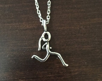 runner necklace, running necklace, runner jewelry, running jewelry, running, gifts for runners, running gifts, runner, silver necklace, run