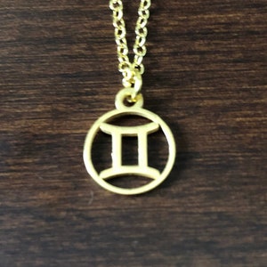 gold Gemini necklace, Gemini necklace, Gemini necklace gold, Gemini zodiac necklace, Gemini gifts, Gemini pendant, Gemini jewelry, Gemini