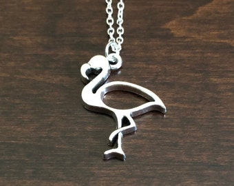 silver flamingo pendant, flamingo necklace, flamingo, flamingo gifts, flamingo jewelry, flamingo pendant, flamingo charm, silver flamingo
