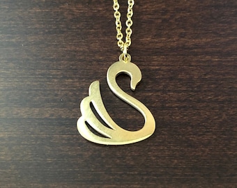 swan, swan necklace, swan gift, swan pendant, swan jewelry, swan charm, gold swan, gold swan necklace, gold swan charm, swans, swans pendant