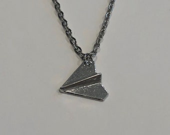 One Direction Harry Styles Paper Airplane Necklace Silver, Airplane Necklace, Airplane Jewelry, Airplane Pendant, Airplane, Plane Necklace