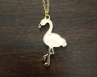 pink flamingo necklace, flamingo gifts, flamingo necklace, flamingo jewelry, flamingo pendant, flamingo charm, pink flamingo, gold flamingo