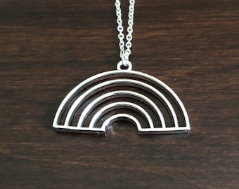 rainbow necklace, silver rainbow necklace, rainbow necklace silver, pride necklace, rainbow, silver rainbow, rainbow gifts, rainbow pendant