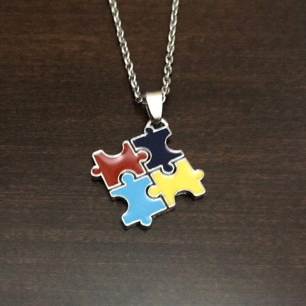 autism, autism awareness, autism necklace, autism mom, autism jewelry, autism puzzle piece, autism pendant, puzzle piece, puzzle necklace