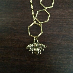 bee necklace, necklace bee, gold bee necklace, bee gifts, honeycomb necklace, bee pendant, honeycomb, gold bee necklace, bees necklace, bee