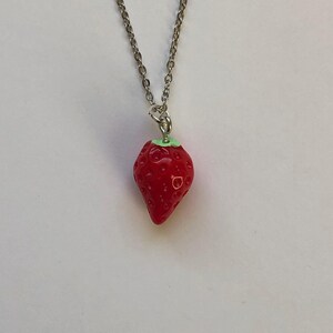 strawberry necklace, strawberry pendant, strawberry jewelry, strawberry, strawberry gift, fruit necklace, fruit jewelry, fruit pendant, gift