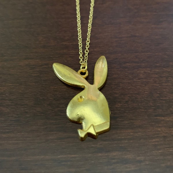 playboy, playboy necklace, playboy bunny, playboy charm, playboy bunny necklace, playboy pendant, gold playboy necklace, gold playboy, bunny