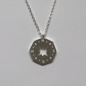 silver compass necklace, compass necklace, small compass necklace, compass jewelry, nautical necklace, compass pendant, nautical pendant
