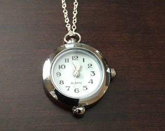 Silver Clock Necklace necklace clock clock necklace clock | Etsy