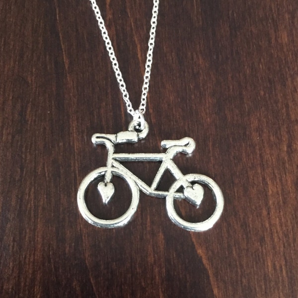 bicycle necklace, bike necklace, bike pendant, bicycle pendant, bicycle necklace, silver bike necklace, bicycle, bike, silver necklace