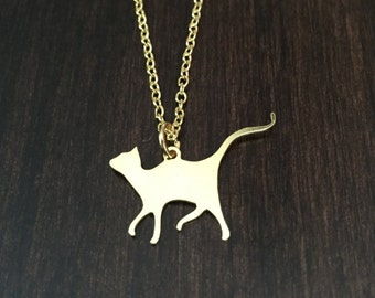 cat necklace, cat jewelry, cat pendant, gold cat necklace, cat, gold cat, i love my cat, gold cat jewelry, jewlery, gold necklace, necklace