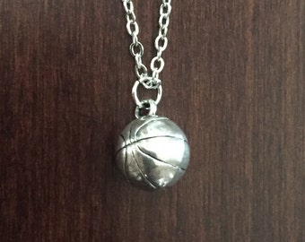 basketball necklace, basketball, silver basketball necklace, basketball pendant, basketball jewelry, basketball gift, basketball charm, ball