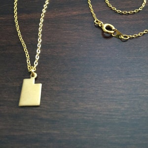 Utah Necklace, gold Utah necklace, Utah necklace gold, Utah jewelry, Utah pendant, necklace Utah, pendant Utah, Utah gift, state necklace