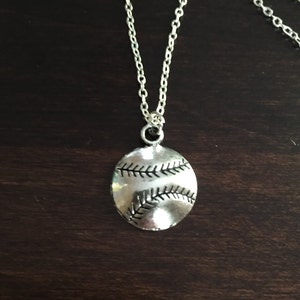 baseball necklace, baseball, silver baseball necklace, baseball pendant, baseball jewelry, baseball necklaces, silver necklace, necklace