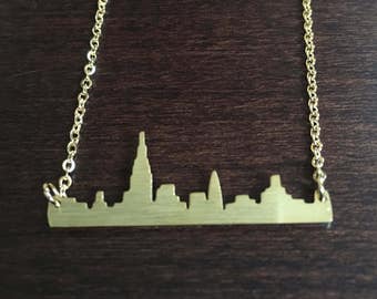 New York Necklace, NY skyline, New York skyline, NYC skyline, New York, gold New York necklace, New York jewelry, New York pendant, NY