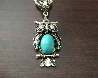 turquoise owl necklace, owl necklace, owl jewelry, owl pendant, turquoise necklace, turquoise jewelry, turquoise pendant, turquoise, owl