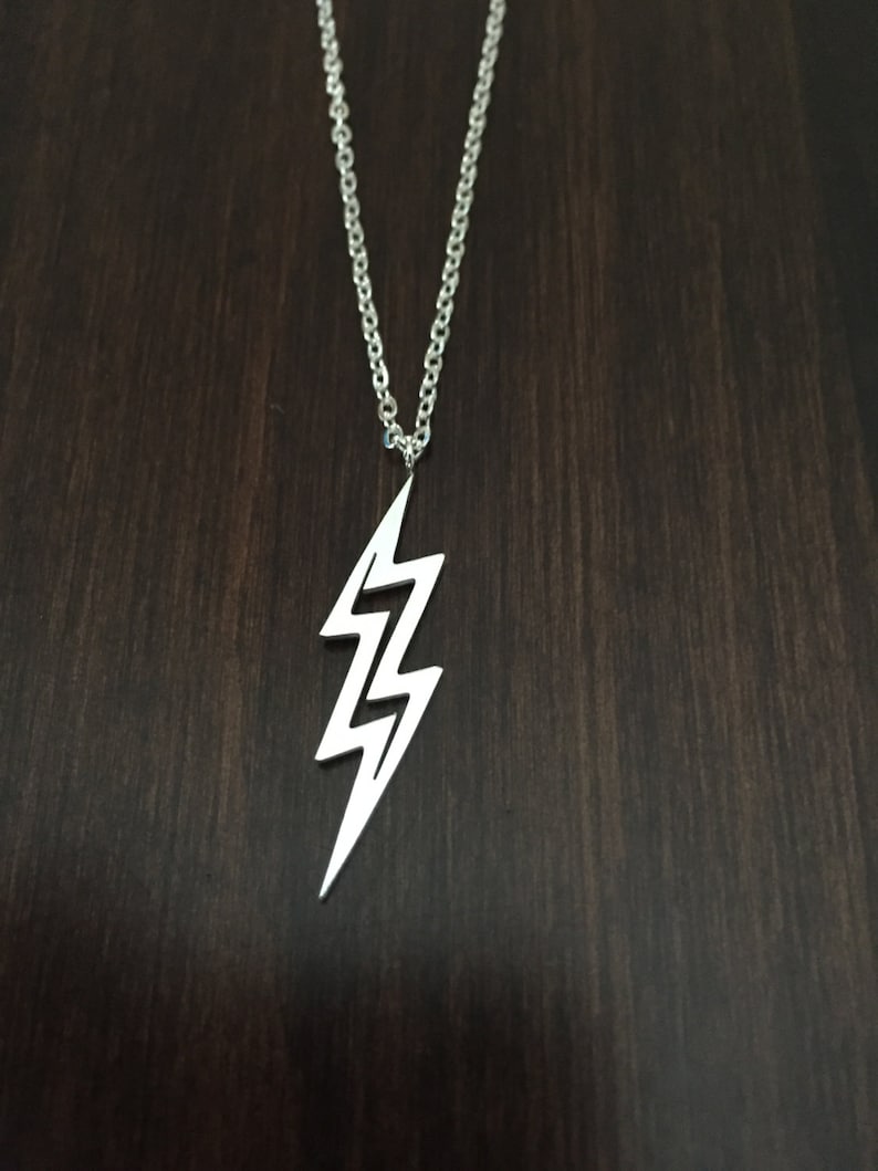 Silver Lightning Bolt Necklace Image 0