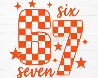67 checkered png, checkered 67 svg, 6 7 checkered, orange 67 svg, six seven digital download, six seven clipart, 6 7 svg download, 67 design