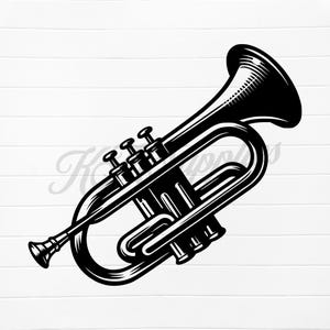 Silueta de trompeta (SVG), trompeta (Png), trompeta (SVG), clipart de trompeta, trompeta digital, trompeta láser (SVG), instrumento musical (SVG), imagen musical