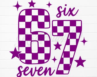 67 checkered png, checkered 67 svg, 6 7 checkered, 67 purple for girls svg, six seven digital file, six seven clip art, 6 7 meme download