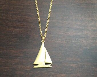 sail boat necklace, sail boat, boat necklace, boat, gold sail boat, gold boat, gold ship, ship necklace, ship, sail boat gift, boat gift