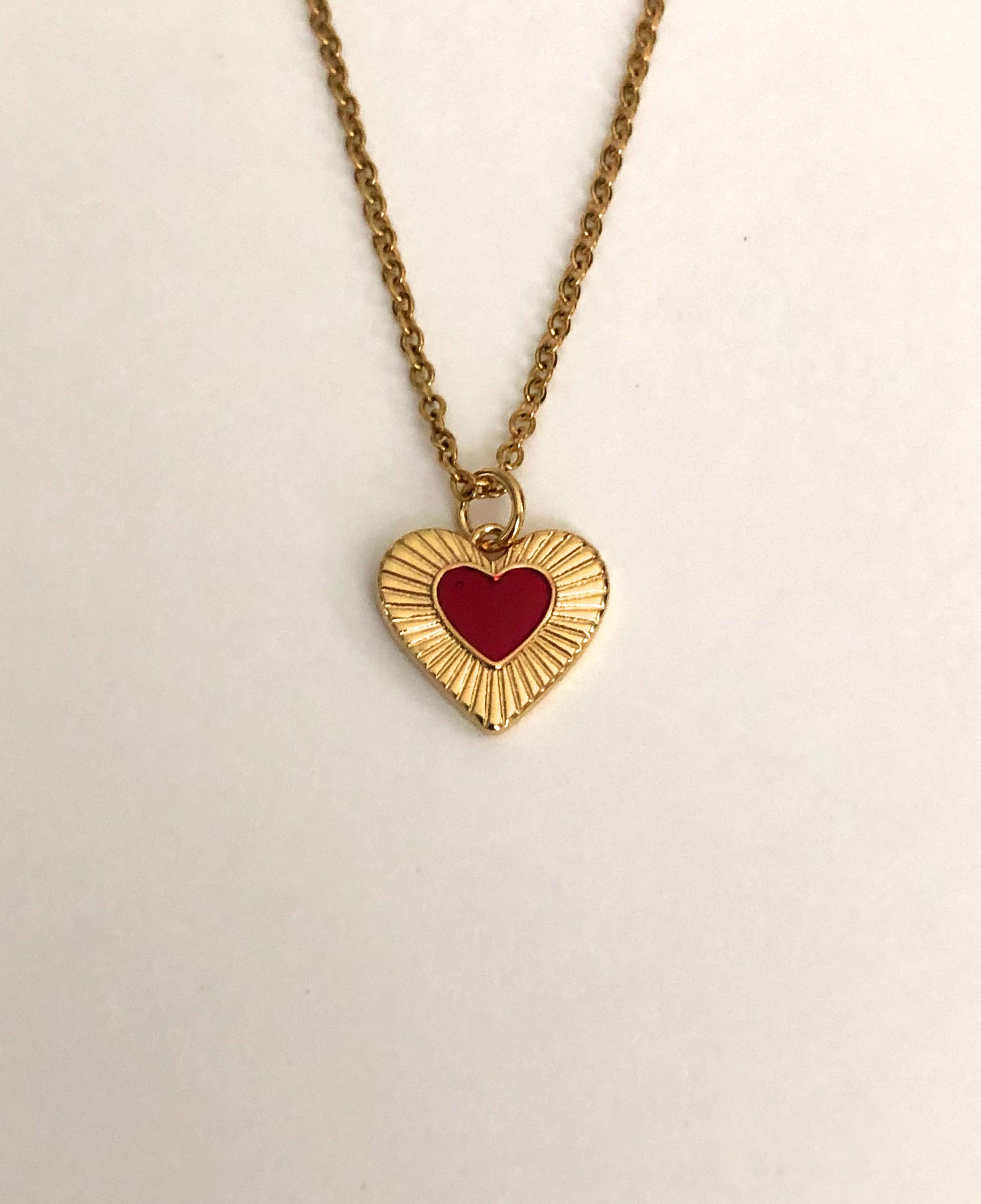 Heart Necklace, Red Heart, Red Heart Necklace, Red Heart